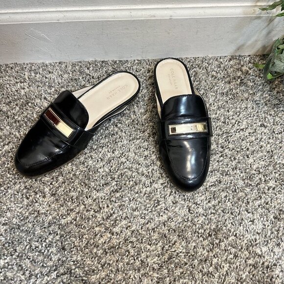 Cole Haan Grand OS Women's Aria Mule Flat Shoe Size 6 B Black Patent Leather - Picture 3 of 6